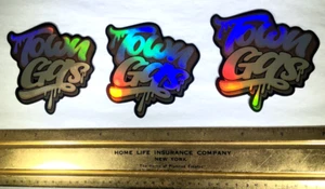 2 TOWN GAS STICKERS CANNABIS MARIJUANA PRODUCTS COMPANY FLUORESCENT STICKERS - Picture 1 of 10