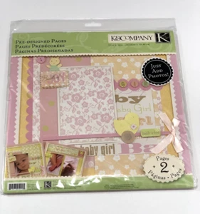 Sealed Set of 2 K&Company BUTTERBEAN BABY GIRL 12" x 12" Premade Scrapbook Pages - Picture 1 of 10