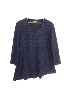 Chemise tunique asymétrique femme Habitat XS violet noir manches 3/4 coton mélangé - Photo 1/7
