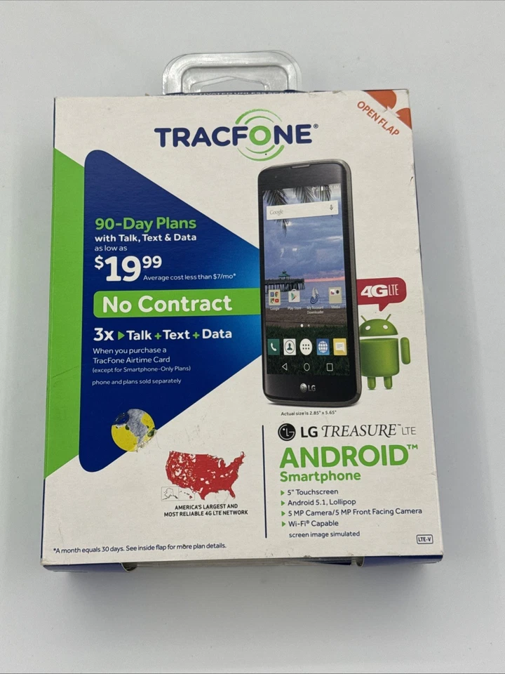 Smartphone LG Treasure LTE L52VL TracFone 8GB Negro Android Caja Abierta  Foto 1 de 4