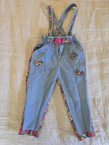 Vintage 1990er Denim & Blumen Mädchen Gr. 4T Overall mit Schleifen - Bild 1 von 5