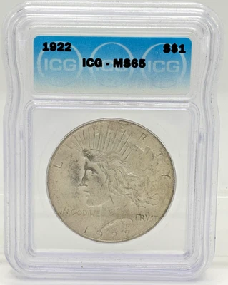 1922 Peace Dollar ICG MS65 • AUCTION OPENS AT MELT! - Image 1 of 4