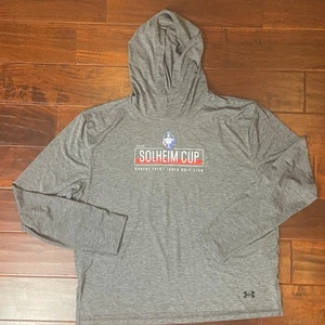 Neu mit Etikett Under Armour luftiger Hoodie Damen Größe Large T-Shirt Solhiem Cup grau - Bild 1 von 8