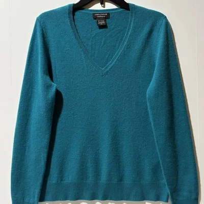 Suéter Lord & Taylor Mujer Talla L Verde azulado 100% cachemir Pullover Socialite Lujo Foto 1 de 4