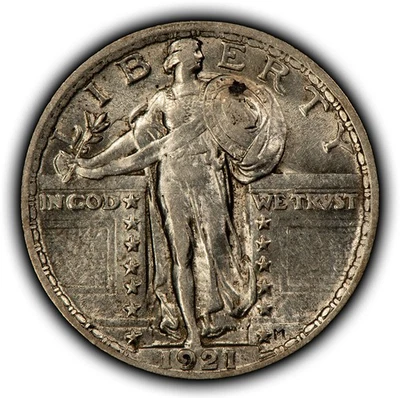 1921 25c Standing Liberty Silver Quarter - Luster - AU Key Date - VIDEO - B5298 - Image 1 of 4