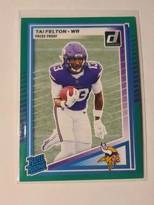 2025 Donruss Rated Rookie Tai Felton RC #331 Green Press Proof Minnesota Vikings - Picture 1 of 2
