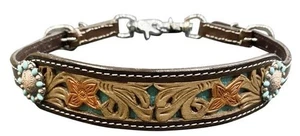 Showman Painted Floral Tooled Leather Wither Strap - Picture 1 of 1
