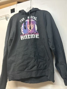 Felpa nera con cappuccio media "Just A Girl Who Loves Anime" - Foto 1 di 4