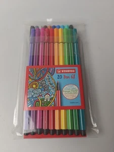 Premium Felt Tip Pen - Pen 68 - Wallet of 20 - Assorted Colors ART No. 6820/PL - Picture 1 of 5