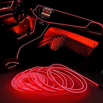 5M LED Red Car Decorative Interior Lamp Atmosphere Wire Strip Light Accessories — 第 1/4 张图片
