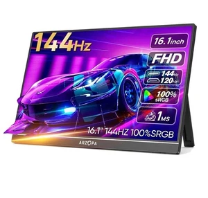 ARZOPA 16.1" sRGB 144Hz Portable Gaming Monitor for Laptop, Switch, PS, PC, Mac - Picture 1 of 12