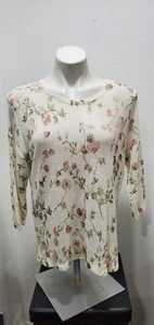 J. Jill Linen Blend Womens Sz S Floral Knit Blouse Pullover Coastal Sweater - Picture 1 of 8