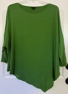 J Jill 2X Green Dolman Long Sleeve Asymmetrical Hem Rayon Shirt Top Blouse - Picture 1 of 5