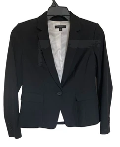 Blazer Ann Taylor para mujer negro botón único forrado frontal ventilado carrera talla 6P - Imagen 1 de 11