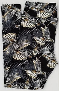 TC LuLaRoe Tall & Curvy Leggings Cute Gold Hummingbirds Birds on Black NWT X02 - Picture 1 of 6