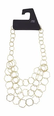 New Multi Layered Gold Tone Hexagon Link Necklace NWT #N2534 - Image 1 of 3