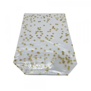 100 Weihnachts-/Bodenbeutel PP 145x235 mm transparent mit goldenen Sternen - Bild 1 von 1