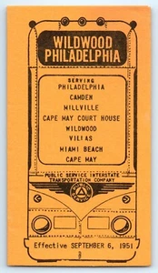 TIMETABLE Public Service Bus Philadelphia PA to Wildwood NJ September 16 1951 - Picture 1 of 4