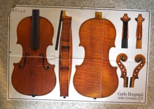 SELTENES Vintage Strad Poster von Carlo Bergonzi Violine, Cremona 1731 24"x16" - x - Bild 1 von 6