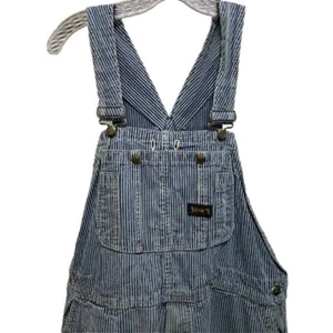 Vtg Big Smith Black Label Mens Bib Railroad Stripe Overall Size 38X29 Grunge - Picture 1 of 17