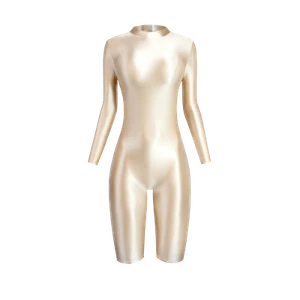 Women's Sexy Glitter Tights Long Sleeve Back Zipper Jumpsuit High Neck Playsuits - Picture 1 of 34