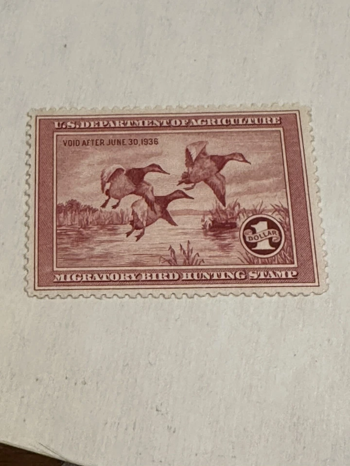 Migratory Bird Hunting Stamp One Dollar US Dept of Agriculture Duck Art RARE - Image 1 of 2