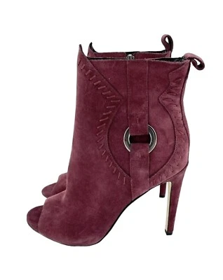 Botas Rebecca Minkoff Ridley couro camurça borgonha peep toe tamanho 7 novas SH30 - Imagem 1 de 4