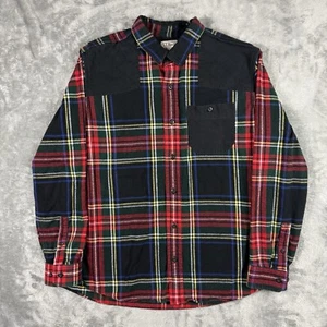 LL Bean Flannel Shirt Mens Large Black Red Plaid Padded Lumberjack Outdoor - Picture 1 of 14