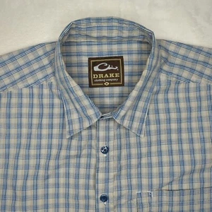 Drake Clothing Men’s Medium Blue Short Sleeve Casual Shirt Outdoors Light Weight - Picture 1 of 11