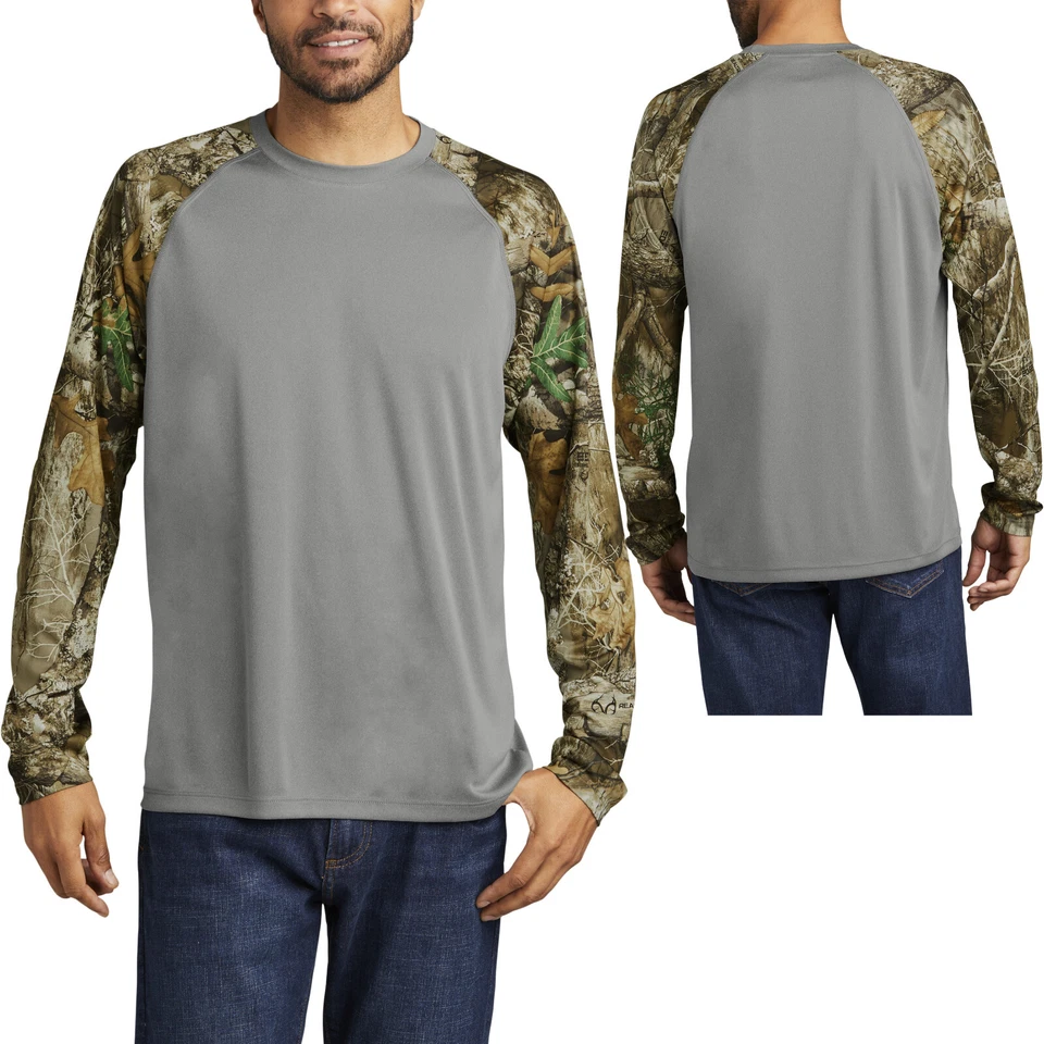 Mens Realtree Edge Colorblock Camo Mostuire Wicking Dri Fit Long Sleeve T-Shirt - Image 1 of 1