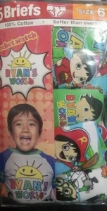 RYANS WORLD BOYS COTTON BRIEFS UNDERWEAR SIZE 6 VARIOUS DESIGNS 5 PACK CARTOON - Picture 1 of 1