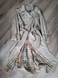 BURBERRY Trench coat Vintage Beige Gabardine Classic Style Nova Check lining - Picture 1 of 15