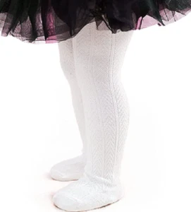 NEW WOW Baby Show Baby Girls Tights Cable Knit Pants White Size 2-4T - Picture 1 of 1