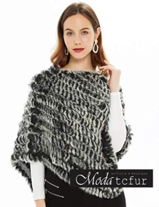 *PONCHO Pelz LANG DAMEN ECHTFELL FUR*MANTEL KANINCHEN MANTEL MODE*FARBEN - Bild 1 von 10