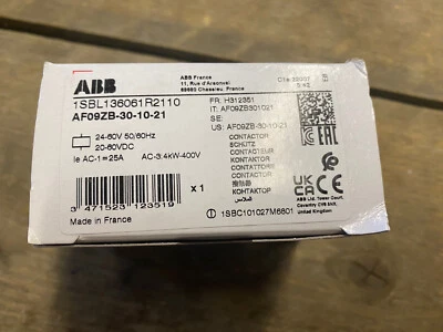 Abb Af09zb-30-10-21 Contactor 24-60v 50/60hz / 20-60v Dc 1sbl136061r2110 - Image 1 of 4
