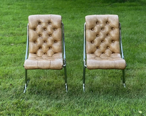 Vintage Mid-Century Modern Chrome Daystorm Chairs Cover