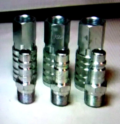 (3 Set)  Amflo C10/ Hansen Plug  54E Quick Connect  Steel, Set  Coupler 1/2".New - Image 1 of 2