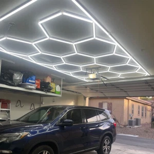 Hexagon Garage Lights LED Honeycomb Light with Border 6500K for Garage Gym - Picture 1 of 17