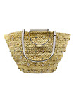 INC International Concepts Natural Straw Woven Rhimestone Shell Tote Handbag