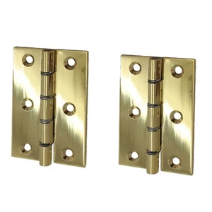 2 x HEAVY DUTY 76mm/3" POLISHED SOLID BRASS Door Butt Hinges Internal/External - Picture 1 of 12