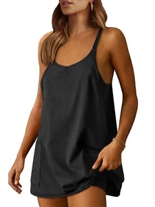 Women’s Mini Romper Dress with Built-in Shorts Active Athleisure Tennis Outfit - Picture 1 of 8