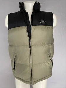 Nuevo sin etiquetas chaleco amortiguador de nailon ganso Eddie Bauer Ebtek para hombre S/P 44"" beige/negro - Imagen 1 de 11