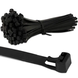 RELEASABLE REUSABLE CABLE TIES BLACK & NATURAL STRONG ZIP WRAPS *~MANY SIZES~* - Picture 1 of 6
