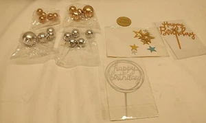 Cake topper acrylic balls 40 pc Cake Birthday For birthday gold and silver color - Picture 1 of 9
