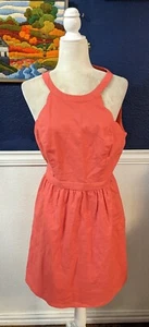 Market & Spruce Halter Circle Coral Pink Dress Summer Linen Blend Sz Medium M - Picture 1 of 9