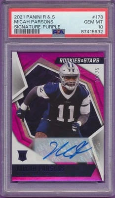 PSA 10 Micah Parsons 2021 Rookies & Stars #178 Purple Prizm Auto/25 RC Rookie Foto 1 de 2