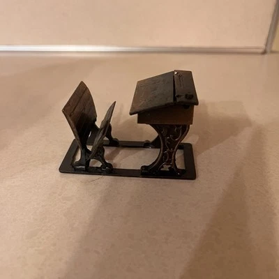 Vintage 1976 Durham Industries Miniature Metal School Desk Dollhouse Bench - Image 1 of 4
