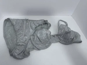 Vtg Y2K Panty & Bra Set Secret Treasures Grey satin  Sz 7/36B - Picture 1 of 6