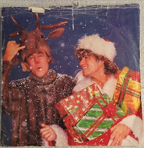 Wham "Last Christmas/Everything She Wants" UK press Strong VG/VG LARGE HOLE - Picture 1 of 4
