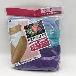 Vintage 90er Fruit Of The Loom Höschen High Thigh Slips 3 Paar Größe 7 - Bild 1 von 2